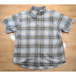 Noble‎ Outfitters Mens Plaid Button Down Shirt 3XL REG Short Sleeve Cotton Blend